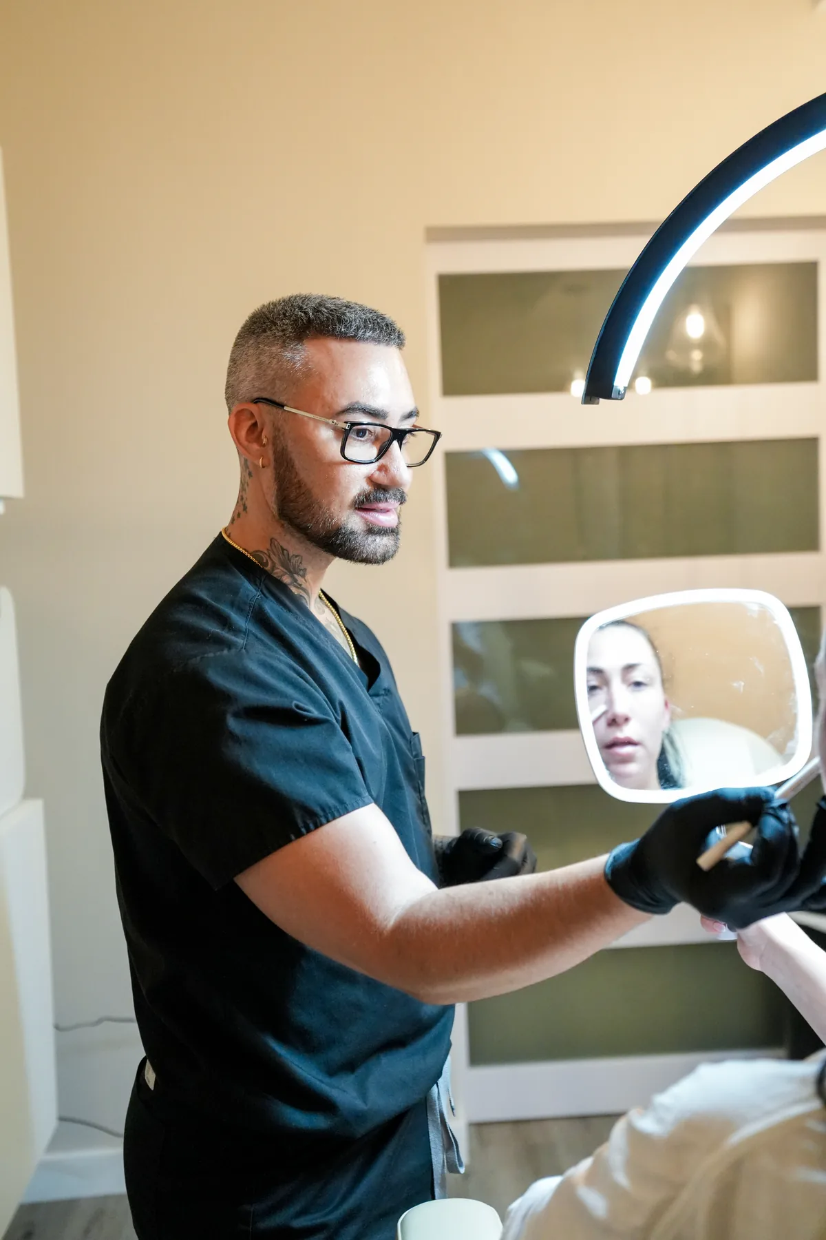 Provider reviewing treatment results